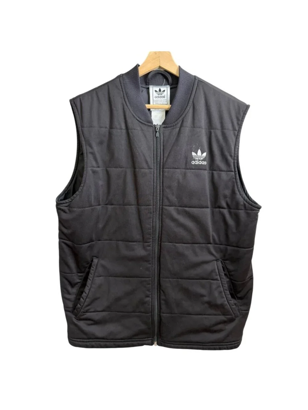 Vintage Y2K Adidas Sportswear Streetwear Trefoil Vest Black M Quilted